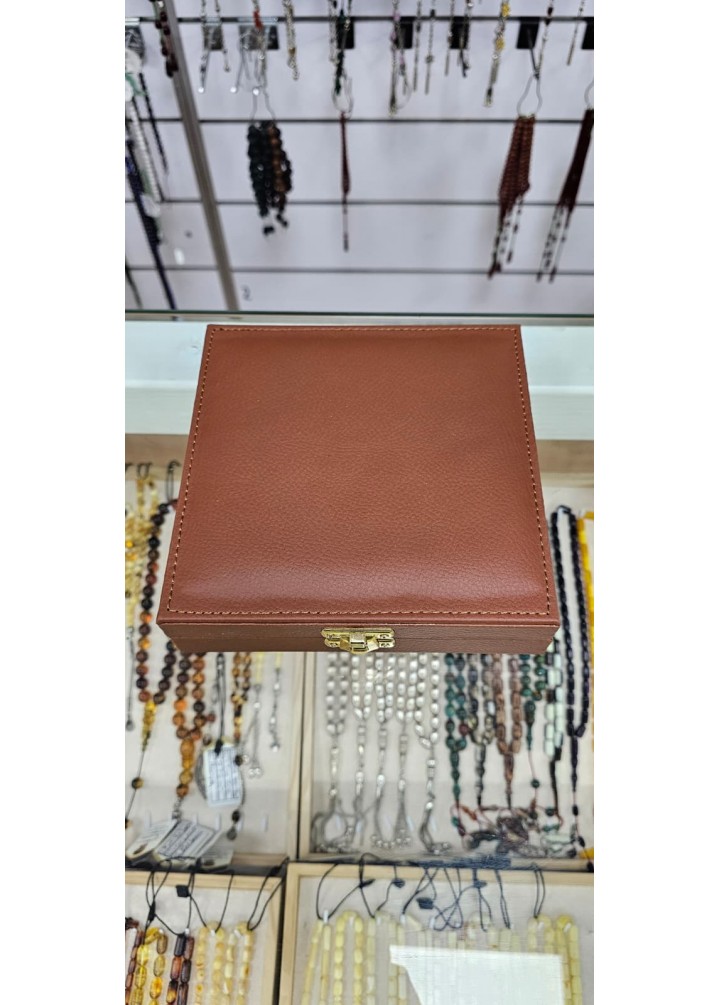 LÜX KARE TESBİH KUTUSU (Taba Kahverengi)
