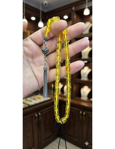 LİTVANYA ŞEFFAF KAYA DAMLA KEHRİBAR TESBİH (DK-34)