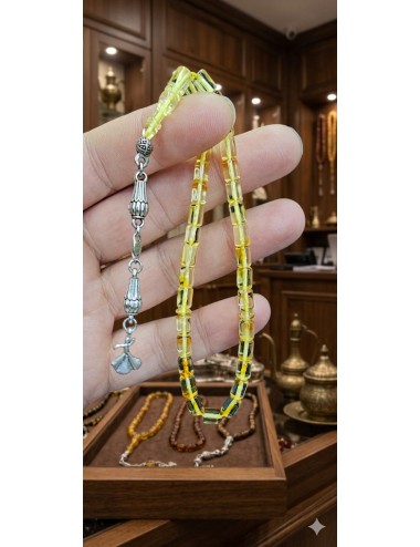 LİTVANYA ŞEFFAF KAYA DAMLA KEHRİBAR TESBİH (DK-35)